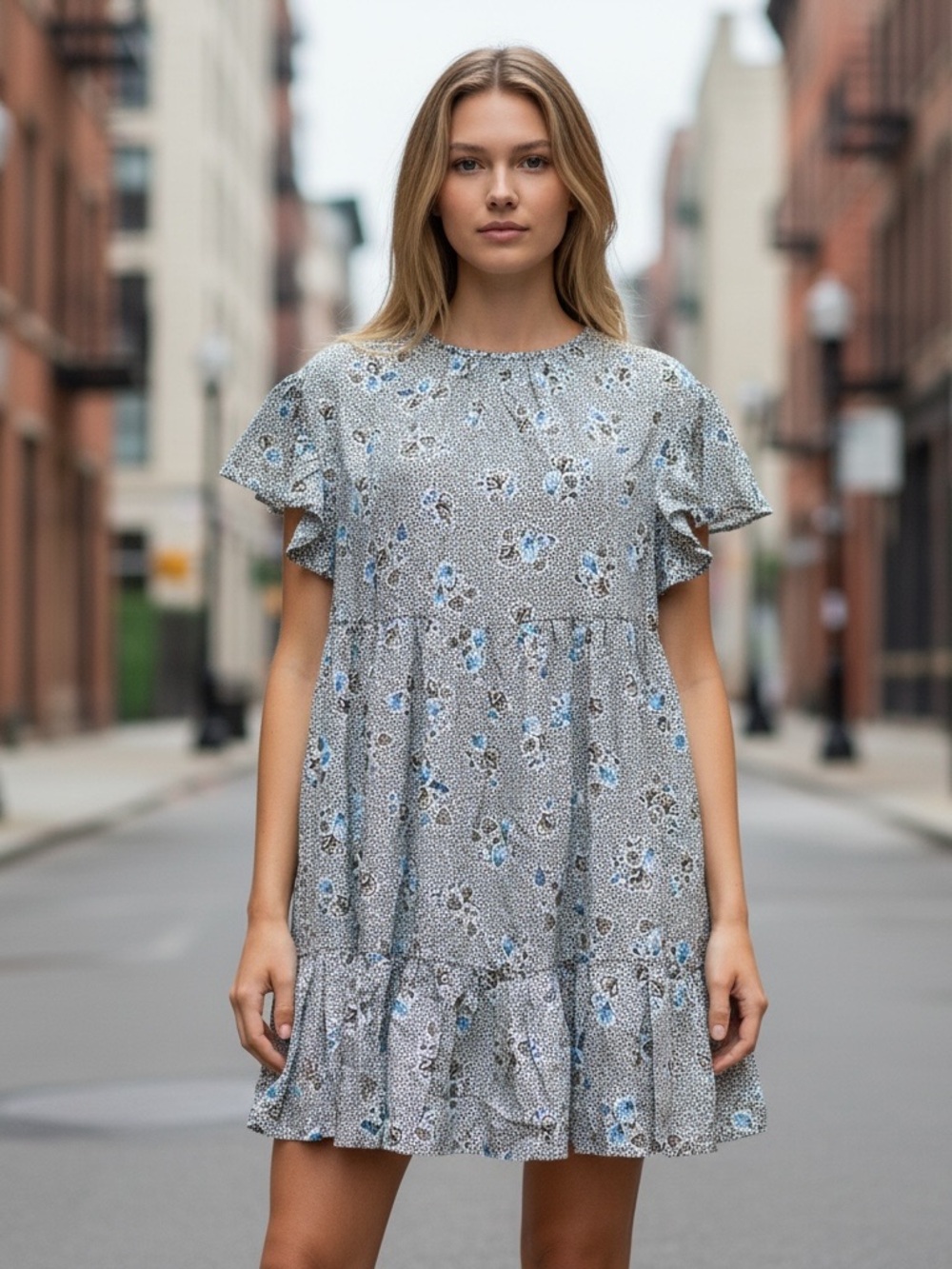 Ann Taylor Floral Ruffle Mini Dress Size XXSP